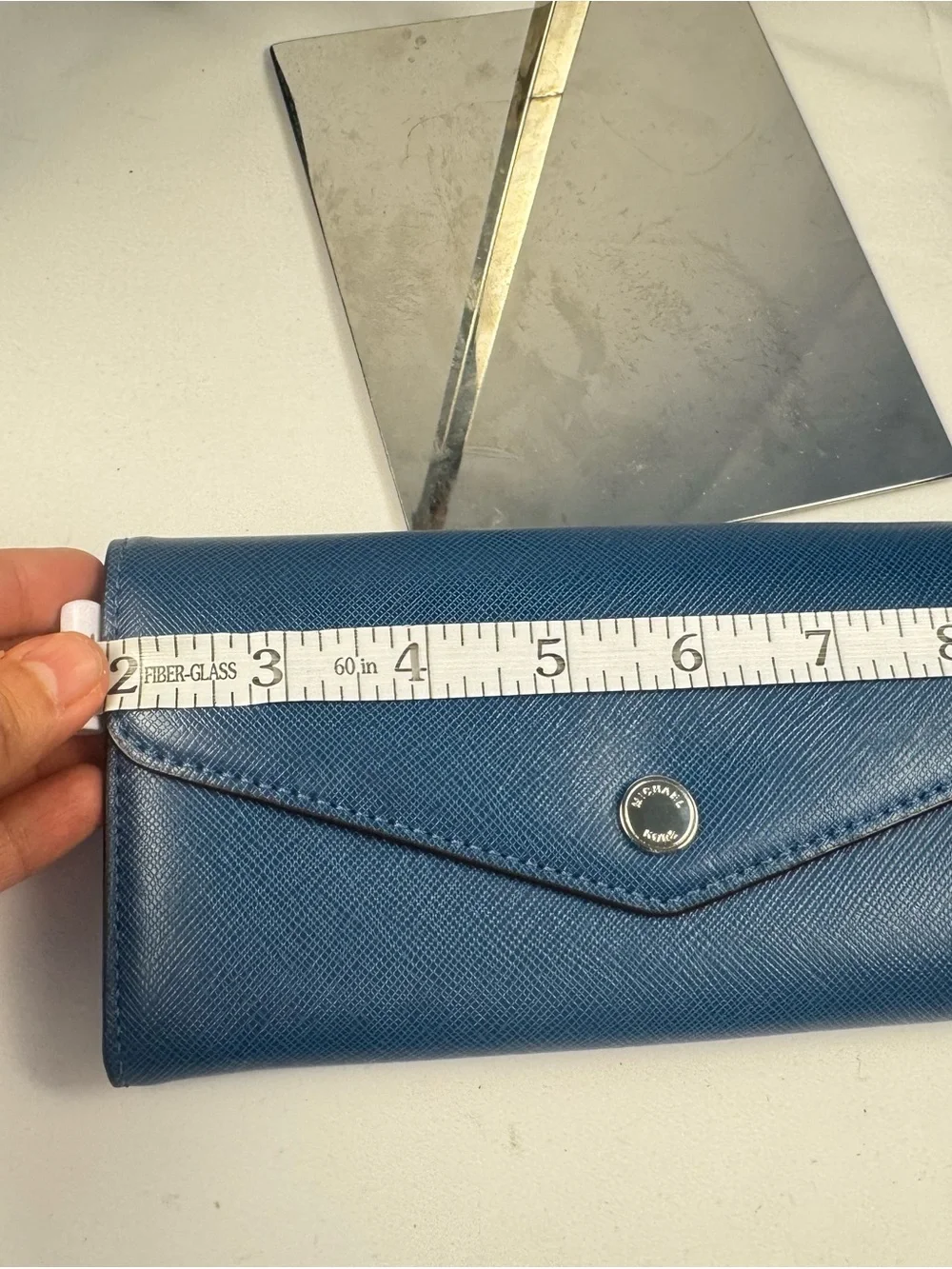 Michael Kors Blue Saffiano Leather Envelope Wallet